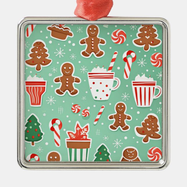 Weihnachts-Lebkuchendesign Ornament Aus Metall (Vorne)