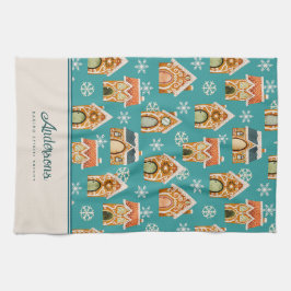 Weihnachts-Lebkuchengebäck Aquamarin Geschirrtuch