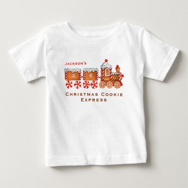 Weihnachts-Lebkuchengeflecht individuell anpassbar Baby T-shirt (Vorderseite)