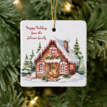 Weihnachts-Lebkuchenhaus im Schnee