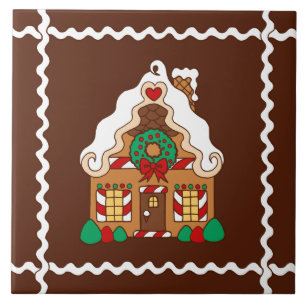 Weihnachts-Lebkuchenhäuschen-Küchen-Untersetzer-Ge Fliese