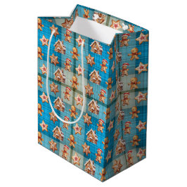 Weihnachts-Lebkuchenhäuser und Männer Mittlere Geschenktüte