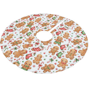 Weihnachts-Lebkuchenjunge und -Mädchen mit Strümpf Polyester Weihnachtsbaumdecke