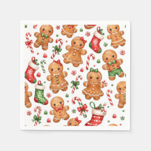 Weihnachts-Lebkuchenjunge und -mädchen mit Strümpf Serviette