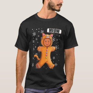 Weihnachts-Lebkuchenmann mit süßem Katzenkostüm T-Shirt