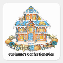 Weihnachts-Lebkuchensticker Quadratischer Aufkleber