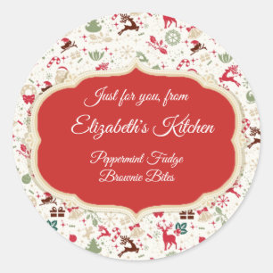 Weihnachts-Leckereien, "From the Kitchen of", Cust Runder Aufkleber