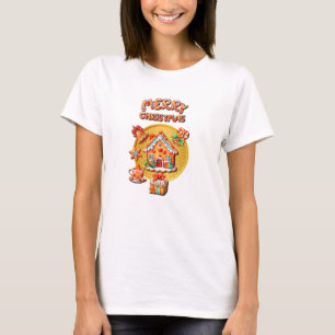 Weihnachts-Leckereien-Haus aus Lebkuchen und Neuja T-Shirt