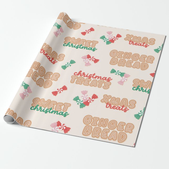 Weihnachts-Leckereien Muster Geschenkpapier (Ungerollt)