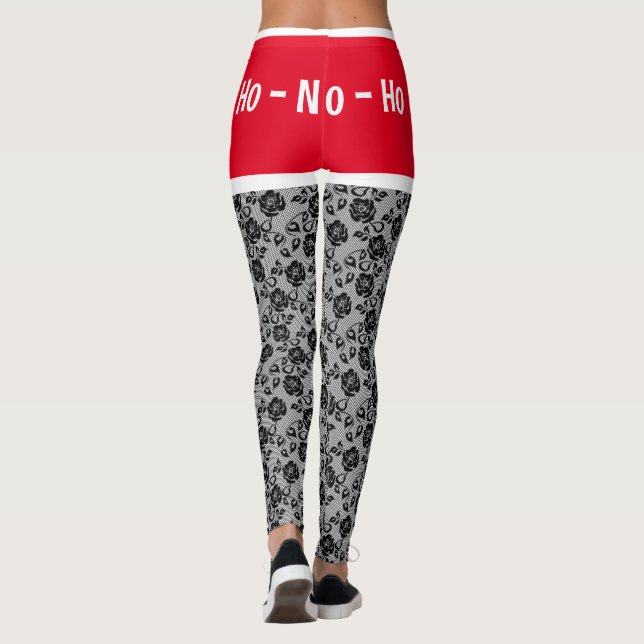 Weihnachts-Leggings Santa Imitats Rose Lace Fishne Leggings (Rückseite)