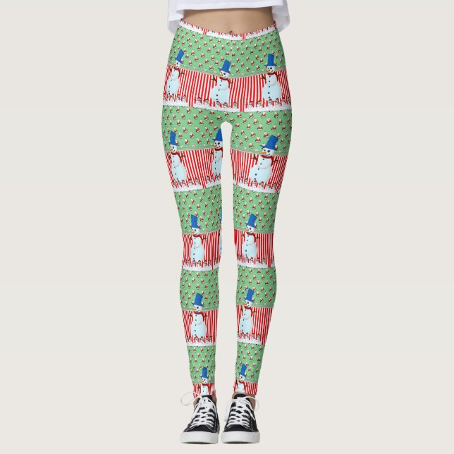 Weihnachts-Leggings, Schneemann Leggings (Vorderseite)