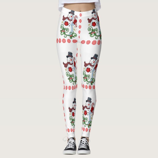 Weihnachts-Leggings, Schneemann Leggings (Vorderseite)