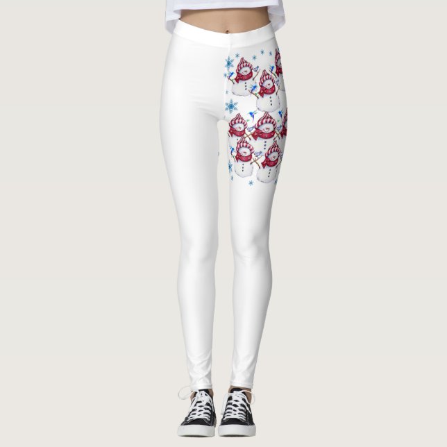 Weihnachts-Leggings, Schneemann Leggings (Vorderseite)