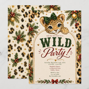 Weihnachts-Leoparden-Party Einladung