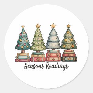 Weihnachts-Lesebuch Baum Lehrer Xmas Runder Aufkleber