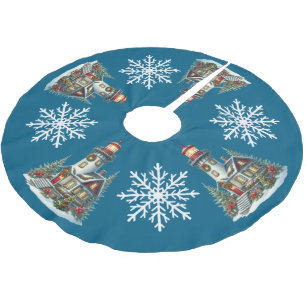Weihnachts-Leuchtturm-Baumrock Polyester Weihnachtsbaumdecke