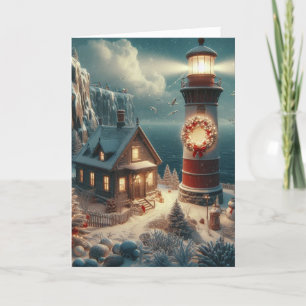 Weihnachts-Leuchtturm-Grußkarten Feiertagskarte
