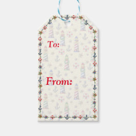 Weihnachts-Leuchtturm Nautical Yellow Geschenkanhänger