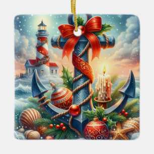 Weihnachts-Leuchtturm-Schmuck Keramikornament