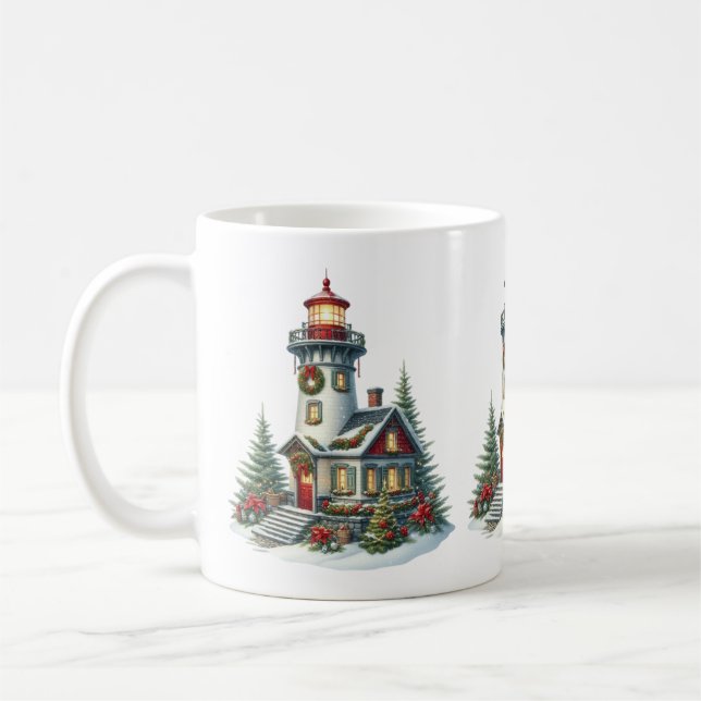 Weihnachts-Leuchtturm Tasse (Links)