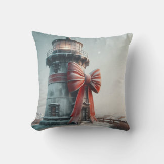 Weihnachts-Leuchtturm, Weihnachtsdekor an der Küst Kissen