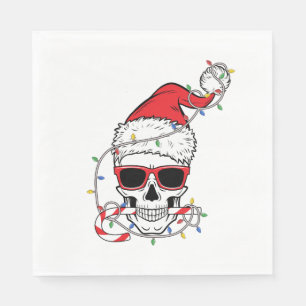 Weihnachts-Licht-Skelettschädel Serviette