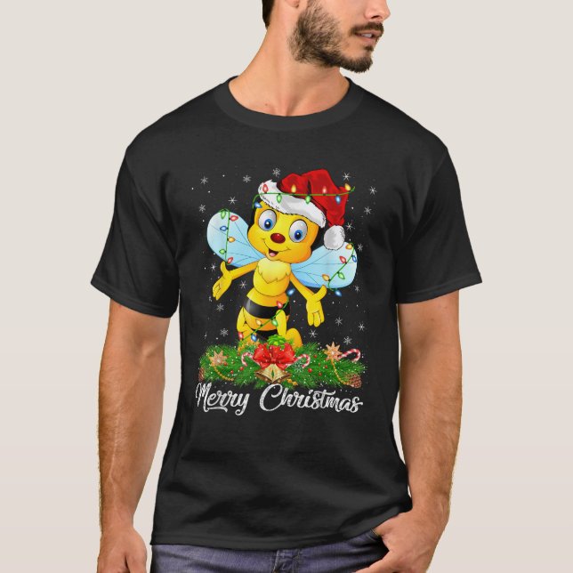 Weihnachts-LichtDecke Weihnachtsmannmütze Hummel W T-Shirt (Vorderseite)
