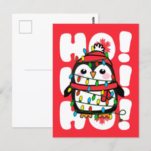 Weihnachts Lichter Pinguin Ho Ho Ho! Postkarte