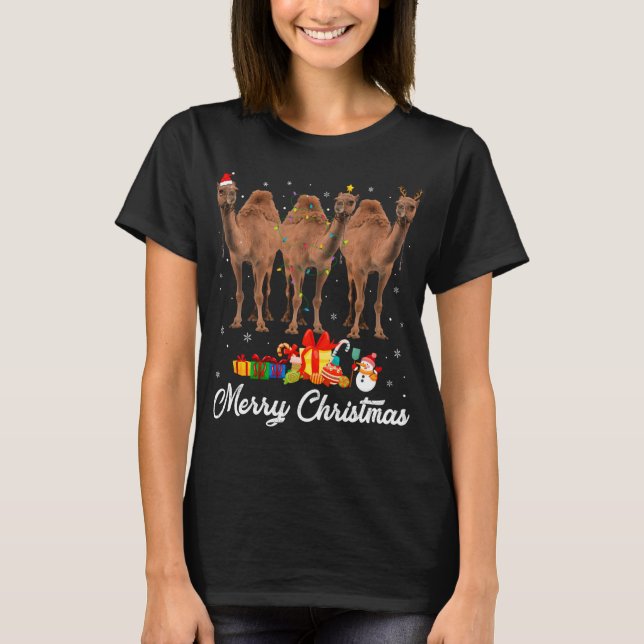 Weihnachts-Lichter Xmas Pajama Camel Animals L T-Shirt (Vorderseite)