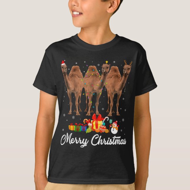 Weihnachts-Lichter Xmas Pajama Camel Animals L T-Shirt (Vorderseite)
