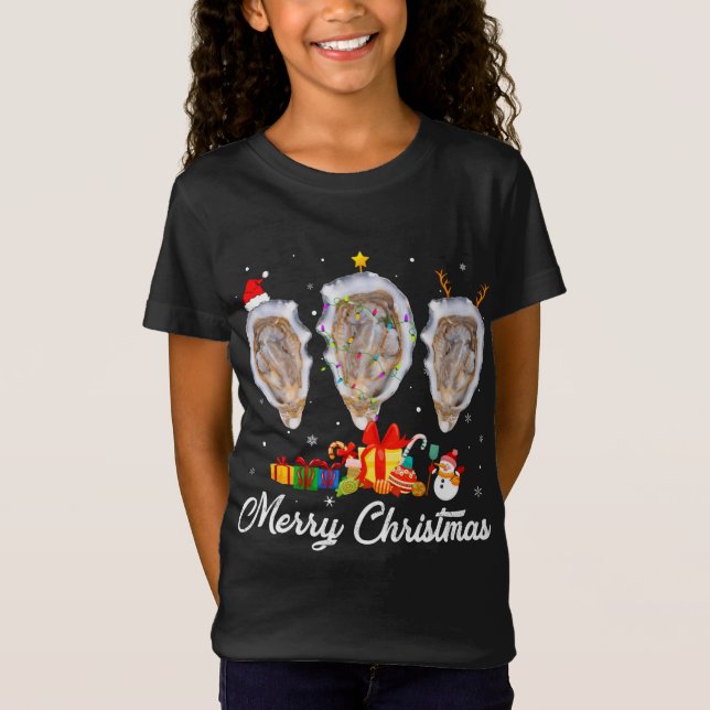 Weihnachts-Lichter Xmas Pajama Oyster Tiere T-Shirt (Vorderseite)