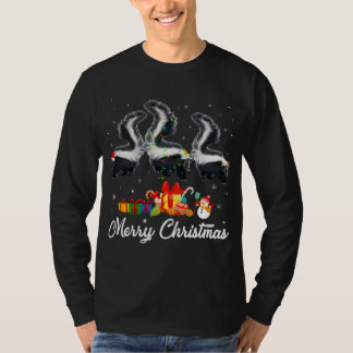 Weihnachts-Lichter Xmas Pajama Skunk Animals L T-Shirt