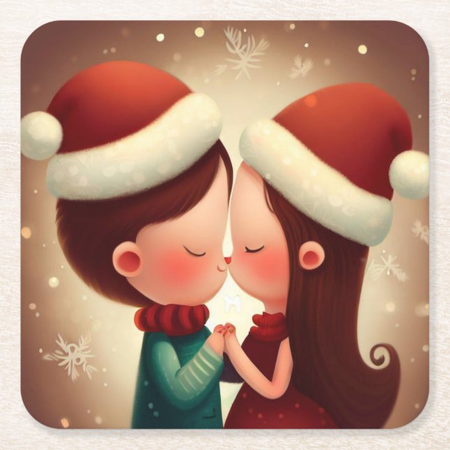Weihnachts-Liebe 2 Rechteckiger Pappuntersetzer (Vorderseite)