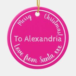 Weihnachts-Liebe aus Personalisiertem Rosa Keramik Ornament