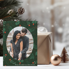 Weihnachts-Liebe Couple Foto Green Mistletoe Magne Magnetkarte