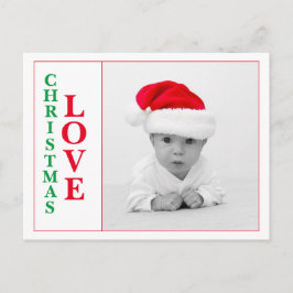 Weihnachts-Liebe Foto Rote grüne Typografie Urlaub Postkarte