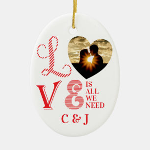 Weihnachts-Liebe Heart Red Family Custom Foto Keramik Ornament
