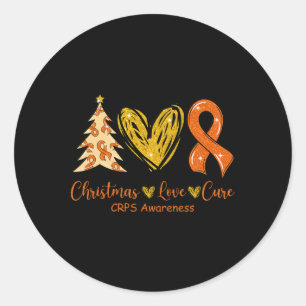 Weihnachts-Liebe Heilung Orange Ribbon CRPS Bewuss Runder Aufkleber