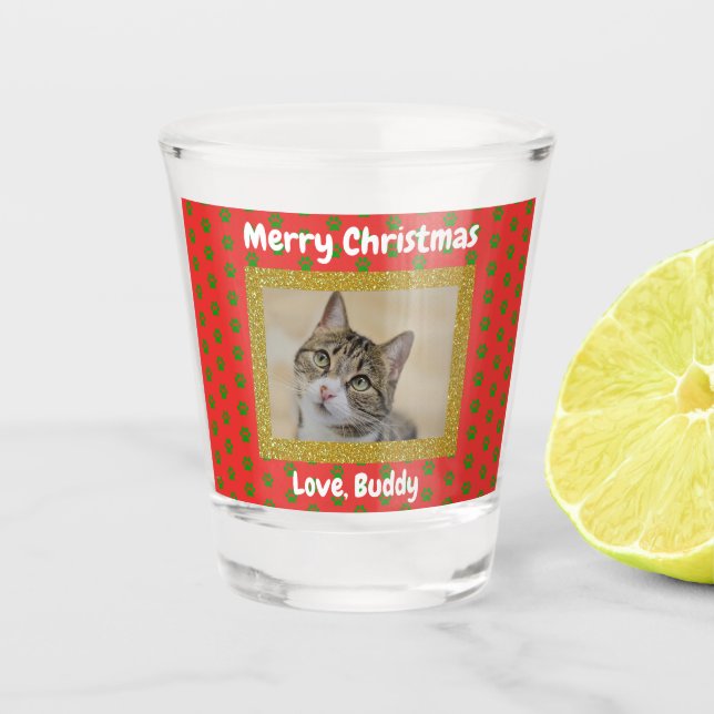 Weihnachts-Liebe Hund Katze Vater Mama Haustier Fo Schnapsglas (Vorderseite)