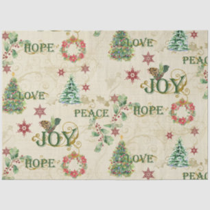 Weihnachts-Liebe Joce Peace Hope Watercolor Decoup Seidenpapier