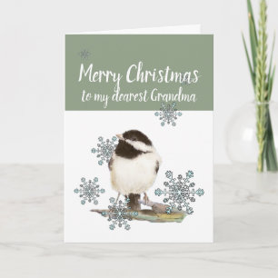 Weihnachts-Liebe Oma Snow Niedlich Chickadee Bird Feiertagskarte