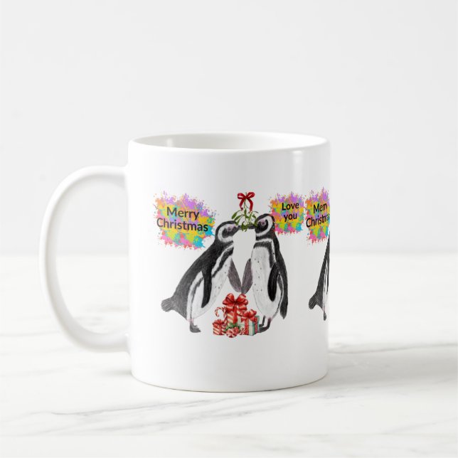 Weihnachts-Liebe Pinguin Kaffeetasse (Links)