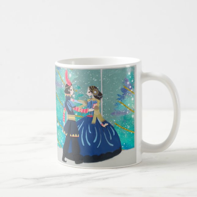 Weihnachts-Liebe-Tanz-Couple-Glittering Bäume Kaffeetasse (Rechts)