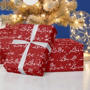 Weihnachts-LIEBE-Text in Schneeflocken-Wrap-Papier Geschenkpapier