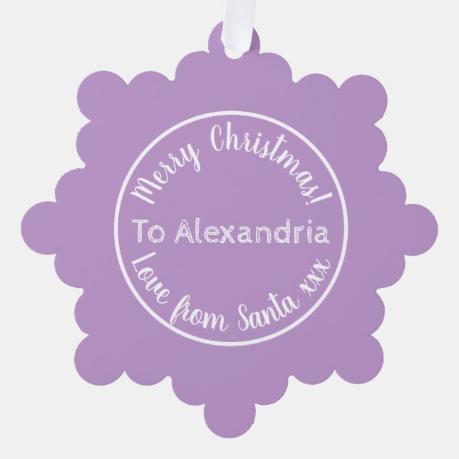 Weihnachts-Liebe von Santa Lila Lilac Ornament Karte (Vorderseite)