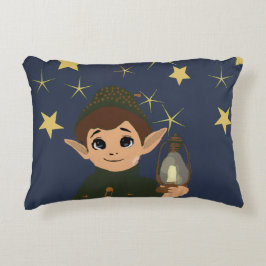 Weihnachts-Liebenswerter Elf und Sternennacht Dekokissen