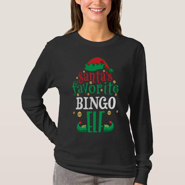 Weihnachts-Lieblings-Bingo-Elf-Weihnachtsmatte T-Shirt (Vorderseite)