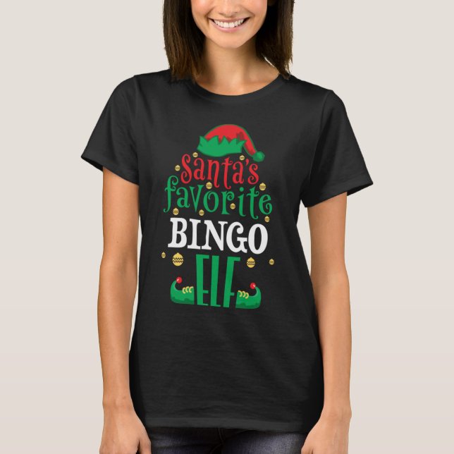 Weihnachts-Lieblings-Bingo-Elf-Weihnachtsmatte T-Shirt (Vorderseite)