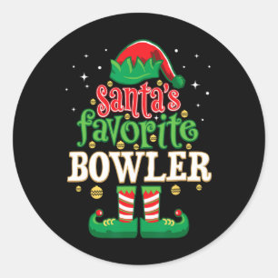 Weihnachts-Lieblings-Bowler-Bowling Runder Aufkleber