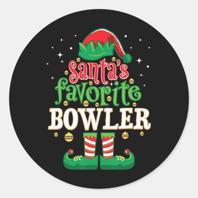 Weihnachts-Lieblings-Bowler-Bowling Runder Aufkleber (Vorderseite)